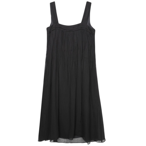 Eileen Fisher 100% Silk a Lightweight Crinkle Chiffon Dress Black Size Large NWT - Picture 1 of 11